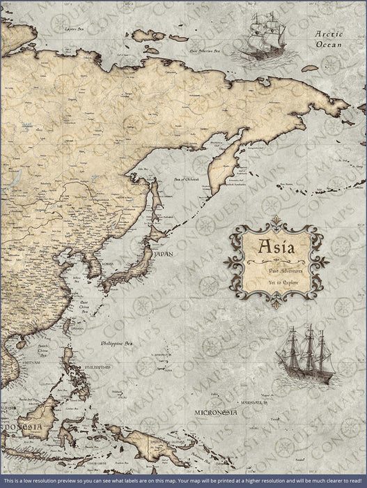 Asia Map Poster - Rustic Vintage CM Poster
