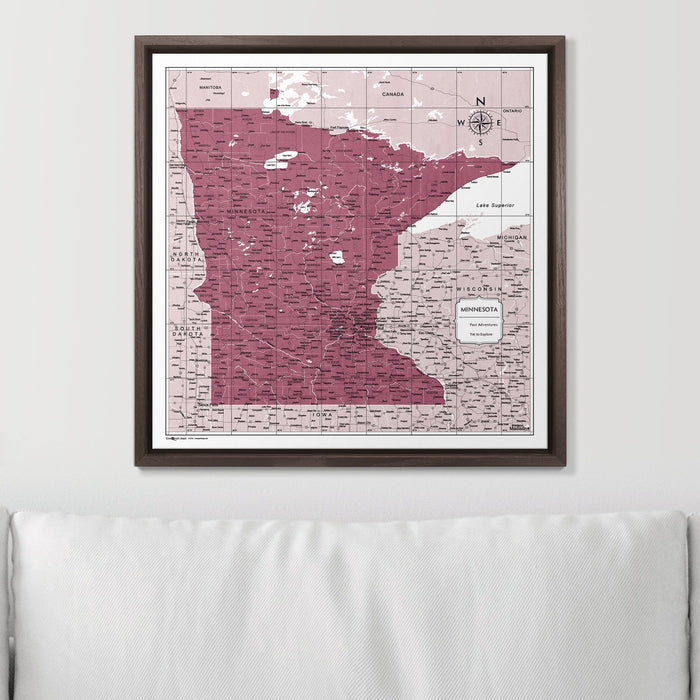 Push Pin Minnesota Map (Pin Board) - Burgundy Color Splash CM Pin Board