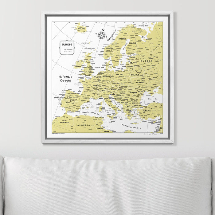 Push Pin Europe Map (Pin Board) - Yellow Color Splash