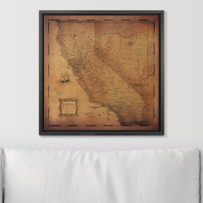 Push Pin California Map (Pin Board) - Golden Aged