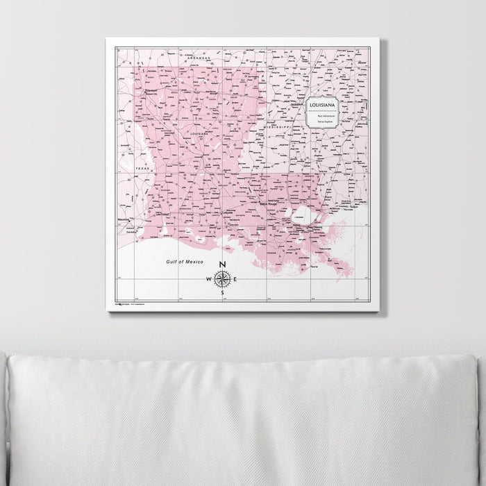 Push Pin Louisiana Map (Pin Board) - Pink Color Splash