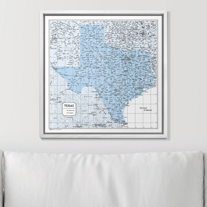 Push Pin Texas Map (Pin Board) - Light Blue Color Splash