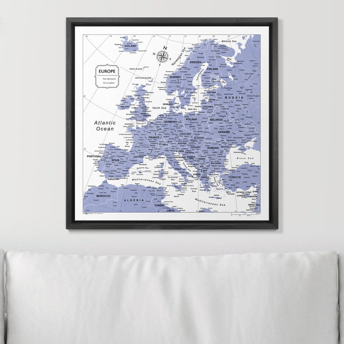 Push Pin Europe Map (Pin Board) - Purple Color Splash