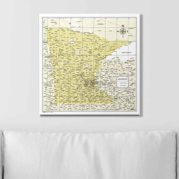Push Pin Minnesota Map (Pin Board) - Yellow Color Splash