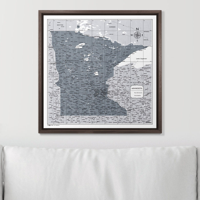 Push Pin Minnesota Map (Pin Board) - Dark Gray Color Splash