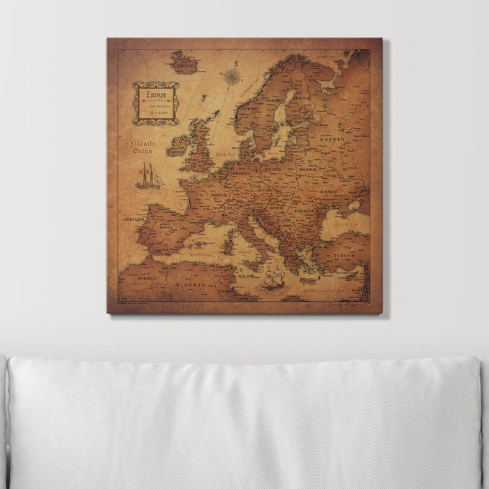 Push Pin Europe Map (Pin Board) - Golden Aged CM Pin Board