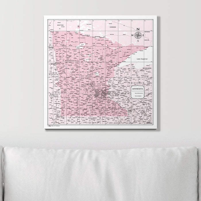 Push Pin Minnesota Map (Pin Board) - Pink Color Splash CM Pin Board