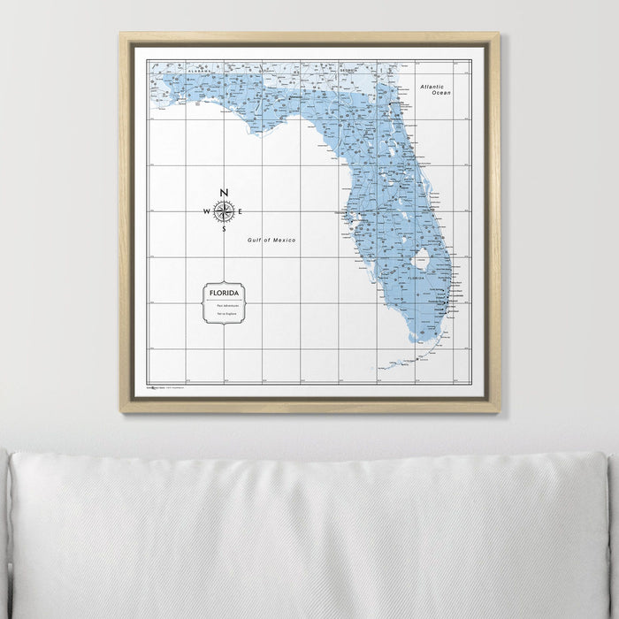 Push Pin Florida Map (Pin Board) - Light Blue Color Splash CM Pin Board