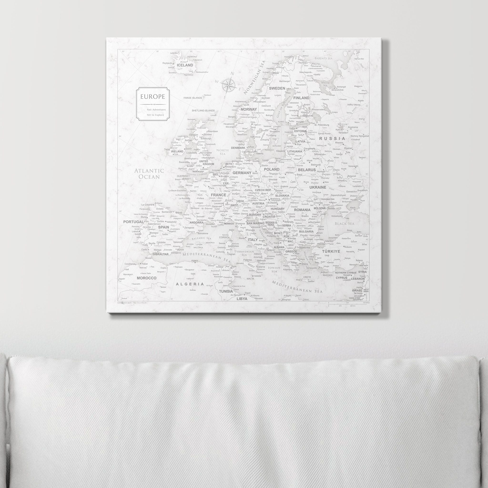 Push Pin Europe Map (Pin Board) - Classic Marble CM Pin Board