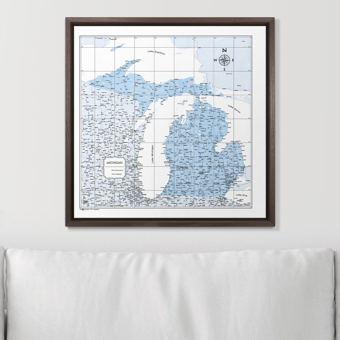 Push Pin Michigan Map (Pin Board) - Light Blue Color Splash