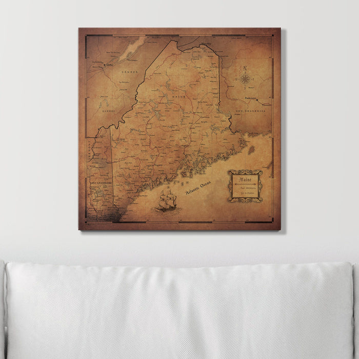 Push Pin Maine Map (Pin Board) - Golden Aged CM Pin Board
