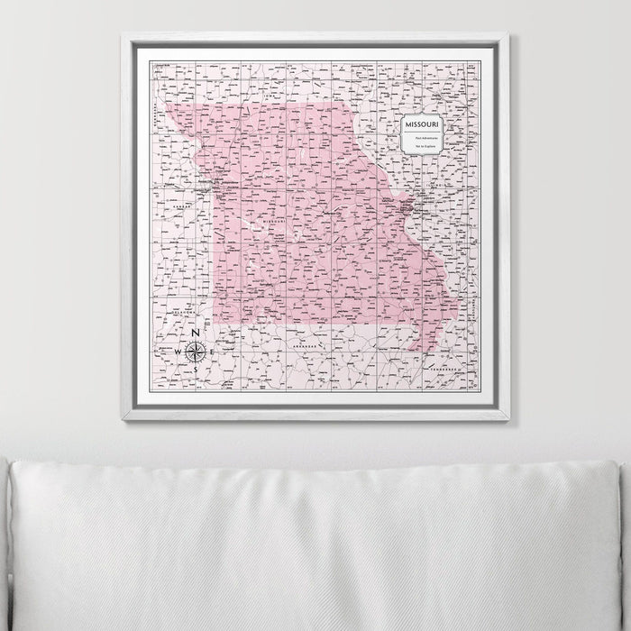 Push Pin Missouri Map (Pin Board) - Pink Color Splash CM Pin Board