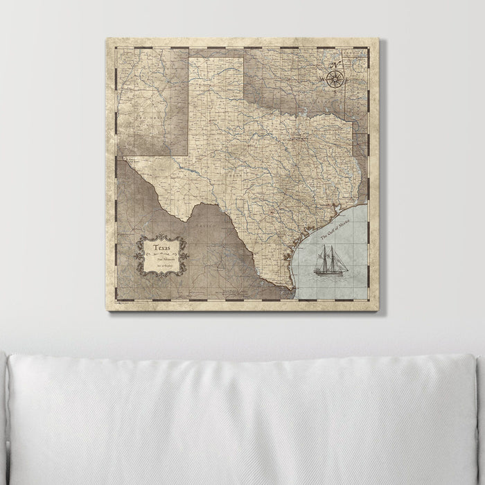 Push Pin Texas Map (Pin Board) - Rustic Vintage