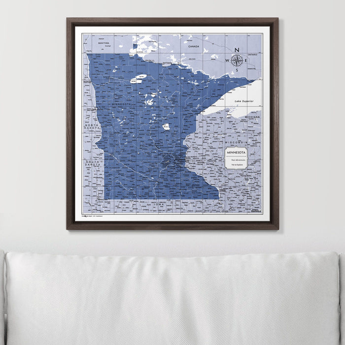 Push Pin Minnesota Map (Pin Board) - Navy Color Splash