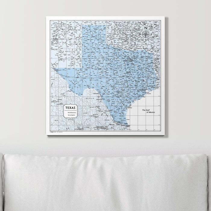 Push Pin Texas Map (Pin Board) - Light Blue Color Splash CM Pin Board