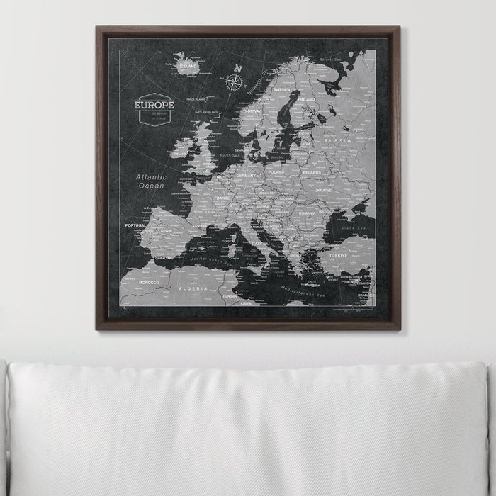 Push Pin Europe Map (Pin Board) - Modern Slate CM Pin Board