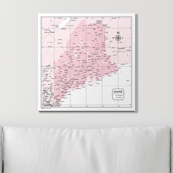 Push Pin Maine Map (Pin Board) - Pink Color Splash CM Pin Board