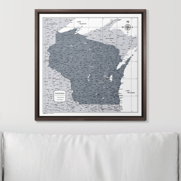 Push Pin Wisconsin Map (Pin Board) - Dark Gray Color Splash