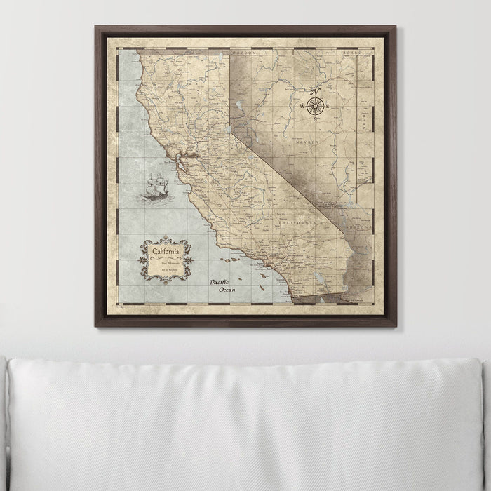Push Pin California Map (Pin Board) - Rustic Vintage CM Pin Board