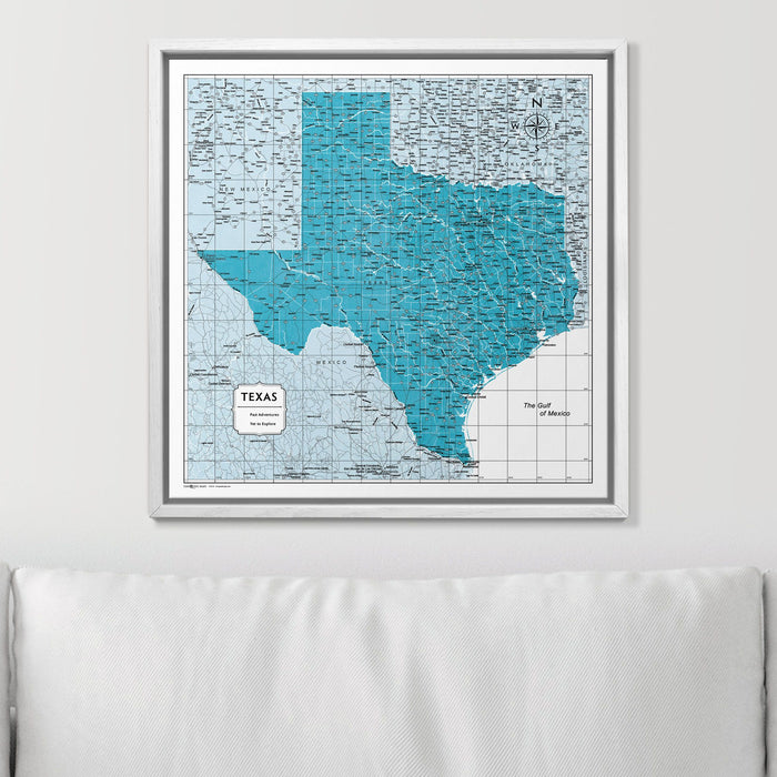 Push Pin Texas Map (Pin Board) - Teal Color Splash CM Pin Board