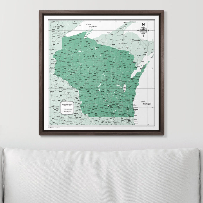 Push Pin Wisconsin Map (Pin Board) - Green Color Splash
