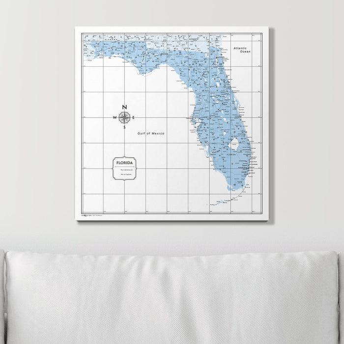 Push Pin Florida Map (Pin Board) - Light Blue Color Splash