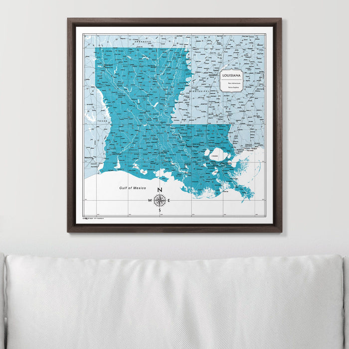 Push Pin Louisiana Map (Pin Board) - Teal Color Splash