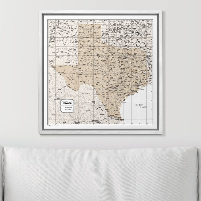 Push Pin Texas Map (Pin Board) - Light Brown Color Splash