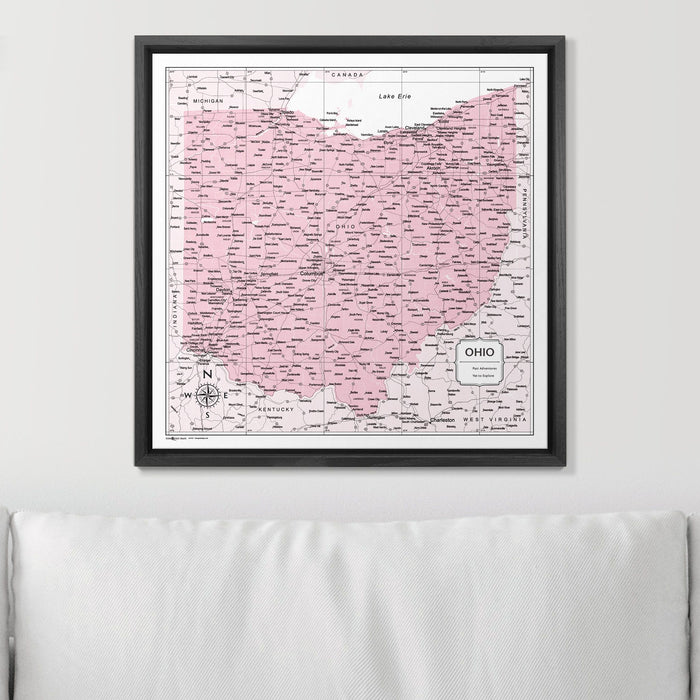 Push Pin Ohio Map (Pin Board) - Pink Color Splash