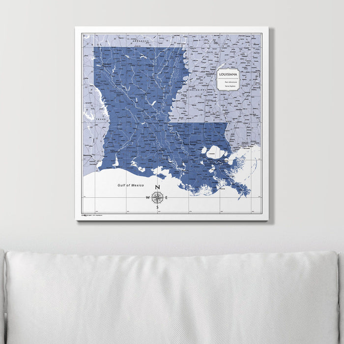 Push Pin Louisiana Map (Pin Board) - Navy Color Splash
