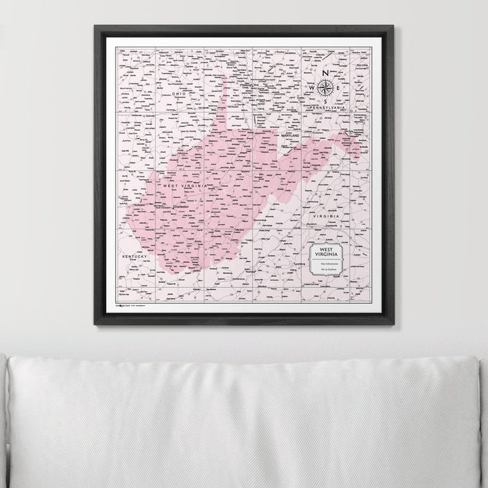 Push Pin West Virginia Map (Pin Board) - Pink Color Splash