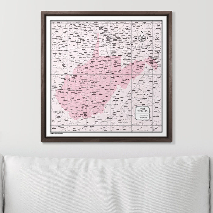 Push Pin West Virginia Map (Pin Board) - Pink Color Splash CM Pin Board