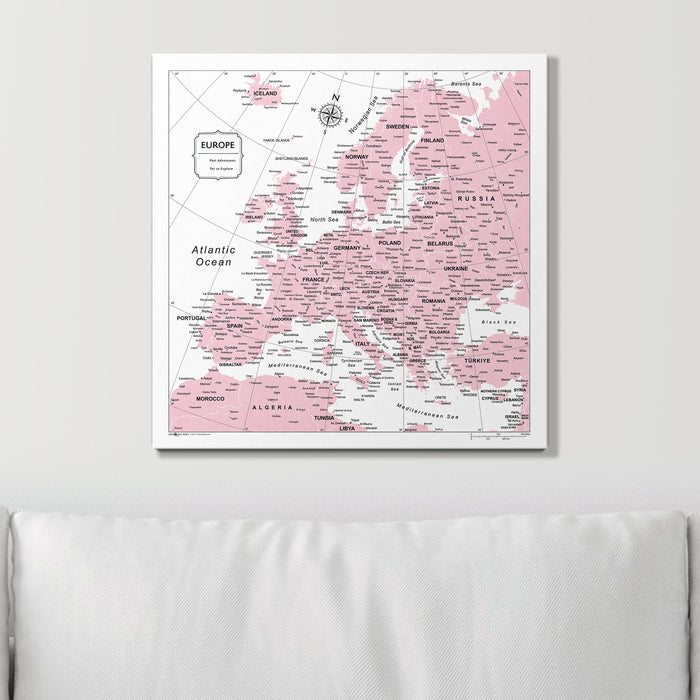 Push Pin Europe Map (Pin Board) - Pink Color Splash