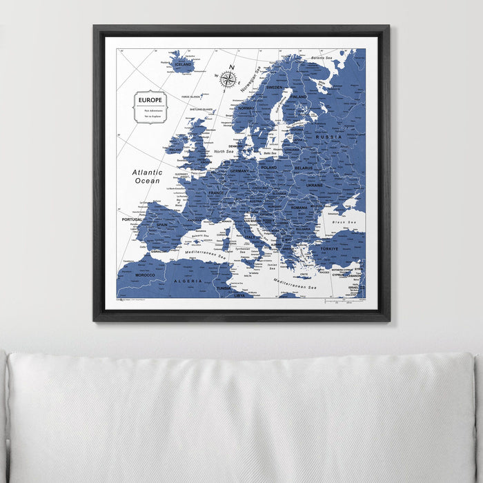 Push Pin Europe Map (Pin Board) - Navy Color Splash