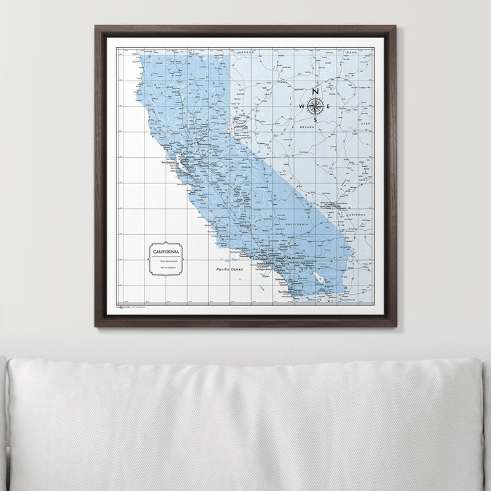 Push Pin California Map (Pin Board) - Light Blue Color Splash
