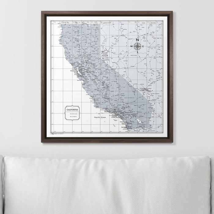Push Pin California Map (Pin Board) - Light Gray Color Splash