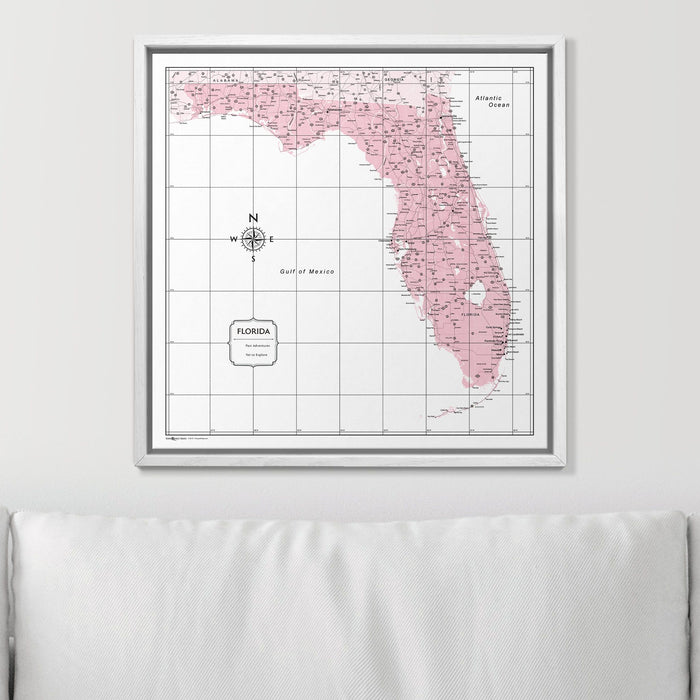Push Pin Florida Map (Pin Board) - Pink Color Splash