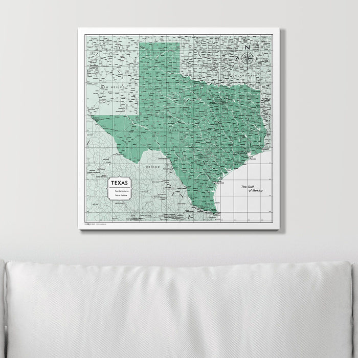 Push Pin Texas Map (Pin Board) - Green Color Splash
