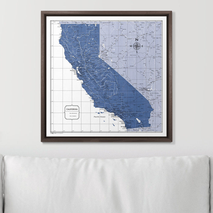 Push Pin California Map (Pin Board) - Navy Color Splash