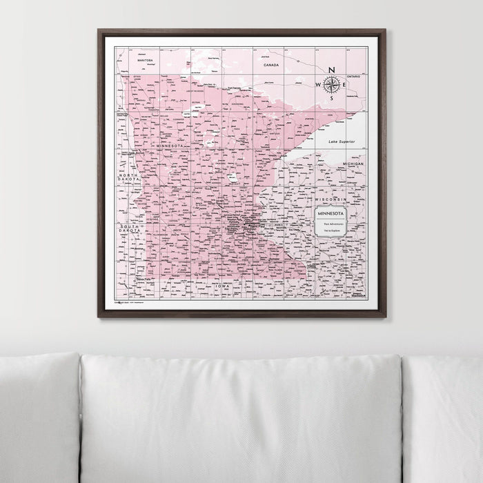 Push Pin Minnesota Map (Pin Board) - Pink Color Splash