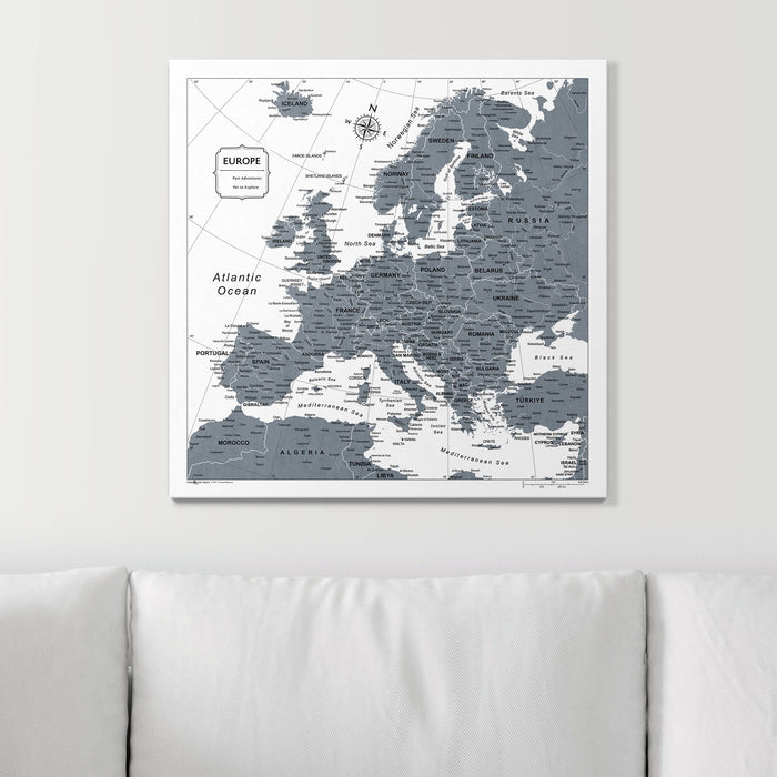 Push Pin Europe Map (Pin Board) - Dark Gray Color Splash CM Pin Board