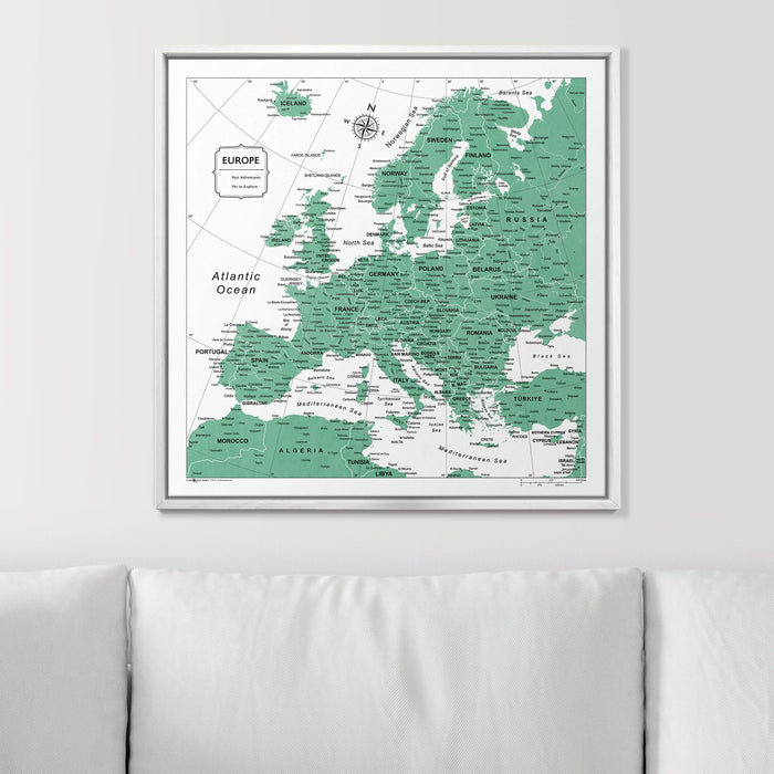 Push Pin Europe Map (Pin Board) - Green Color Splash