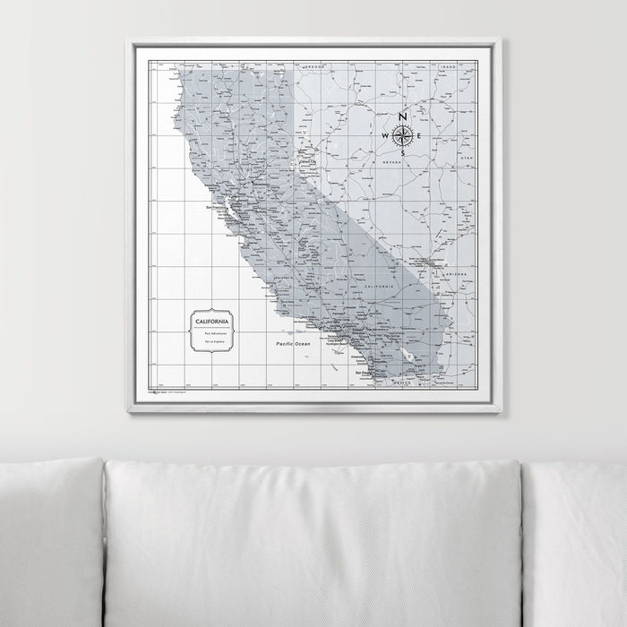Push Pin California Map (Pin Board) - Light Gray Color Splash