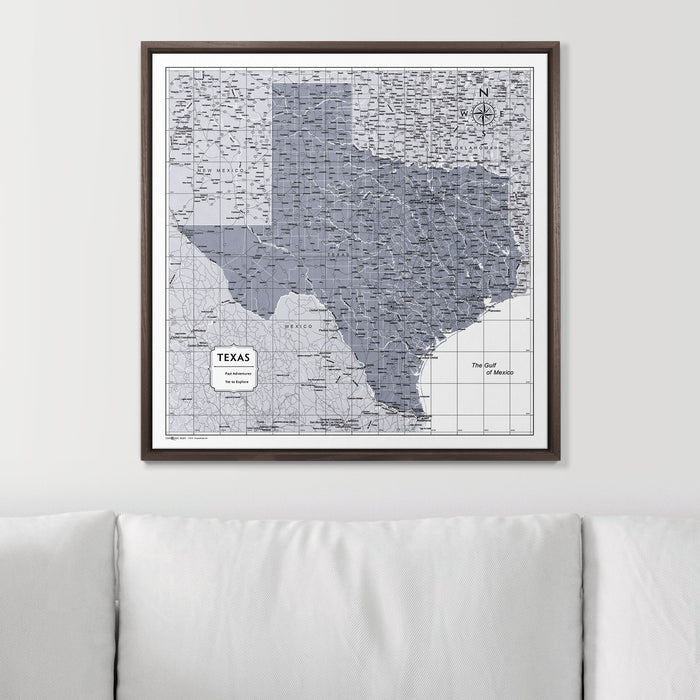 Push Pin Texas Map (Pin Board) - Dark Gray Color Splash