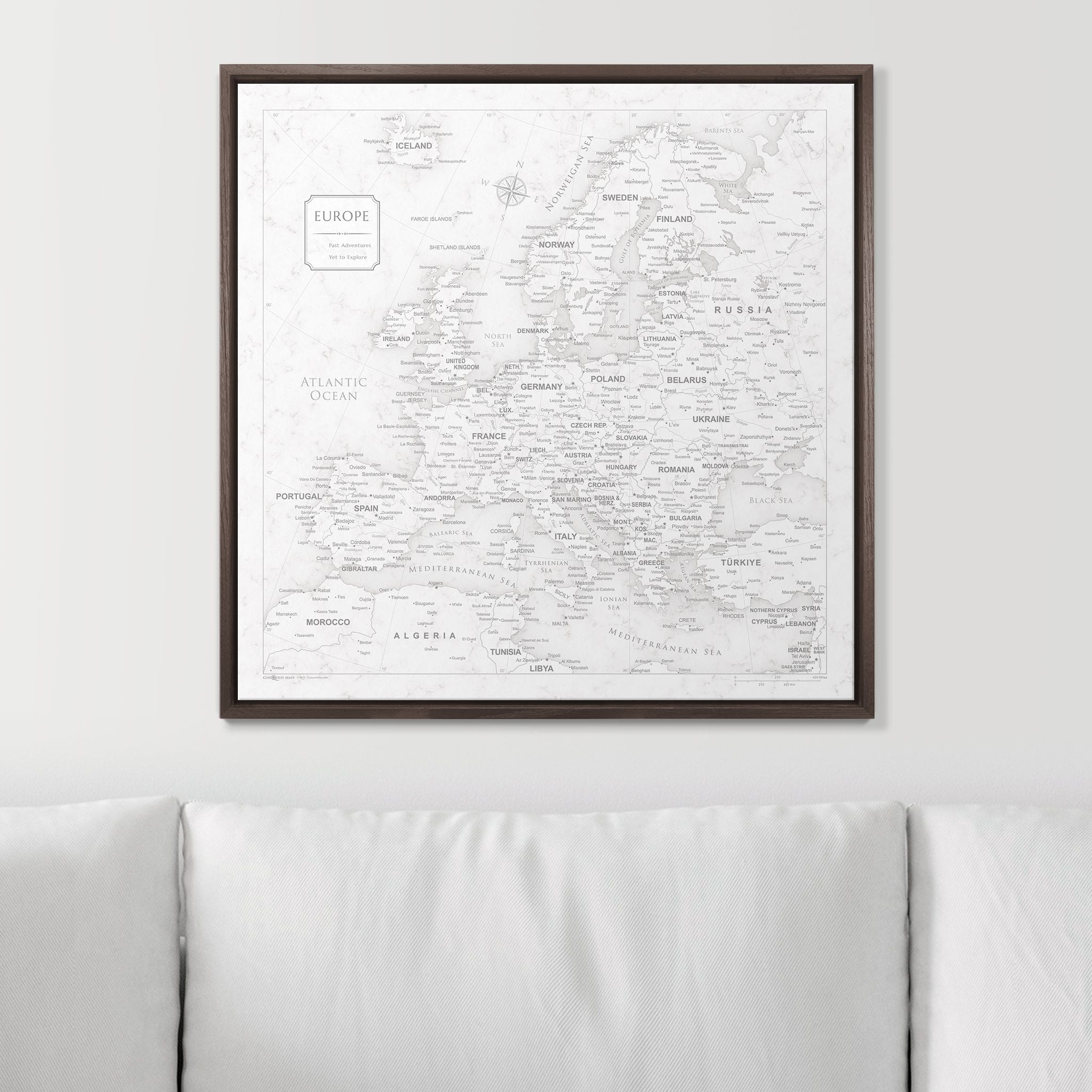 Push Pin Europe Map (Pin Board) - Classic Marble CM Pin Board