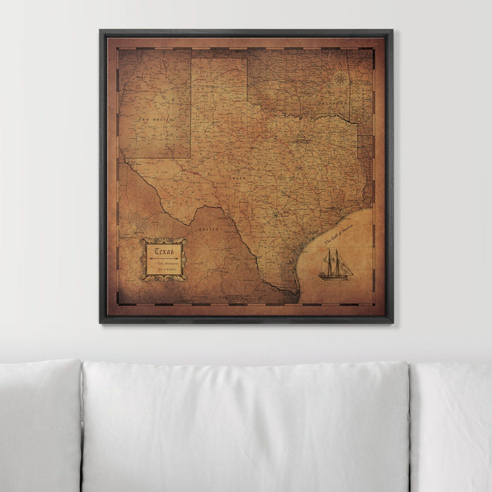 Push Pin Texas Map (Pin Board) - Golden Aged