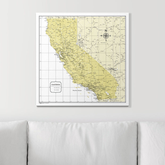 Push Pin California Map (Pin Board) - Yellow Color Splash CM Pin Board