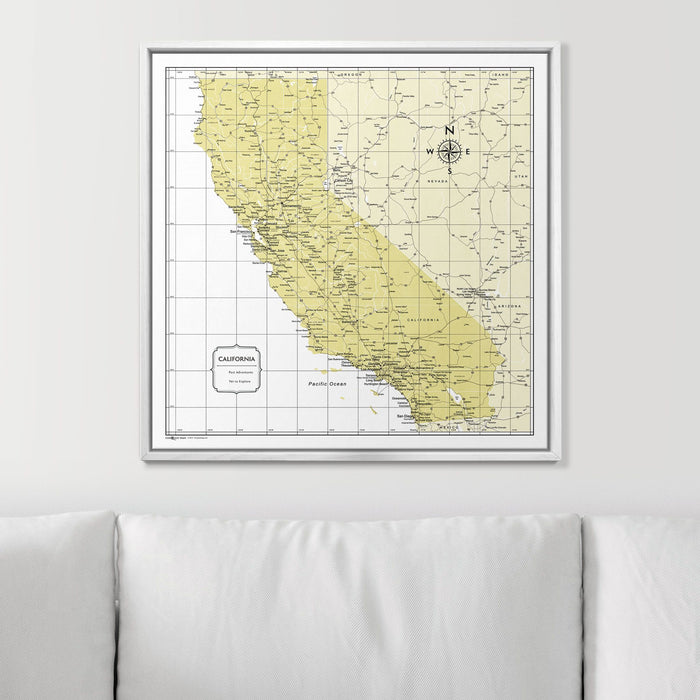Push Pin California Map (Pin Board) - Yellow Color Splash CM Pin Board