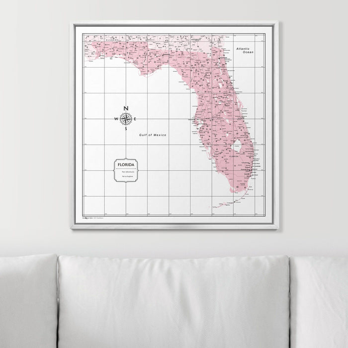 Push Pin Florida Map (Pin Board) - Pink Color Splash
