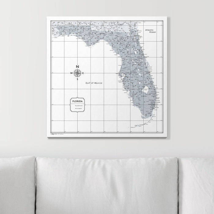 Push Pin Florida Map (Pin Board) - Light Gray Color Splash